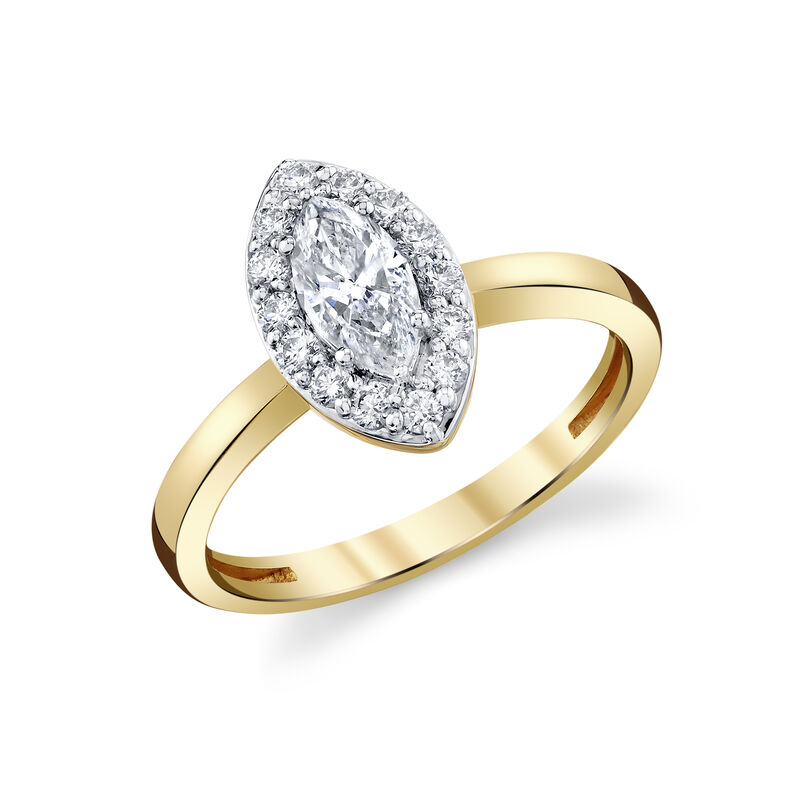 Marquise Natural Diamond Halo Engagement Ring in 14k Yellow Gold image number null